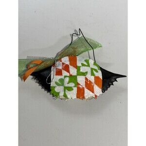 Handmade Crab Shell Ornament hand-painted Christmas Irish Maryland Flag